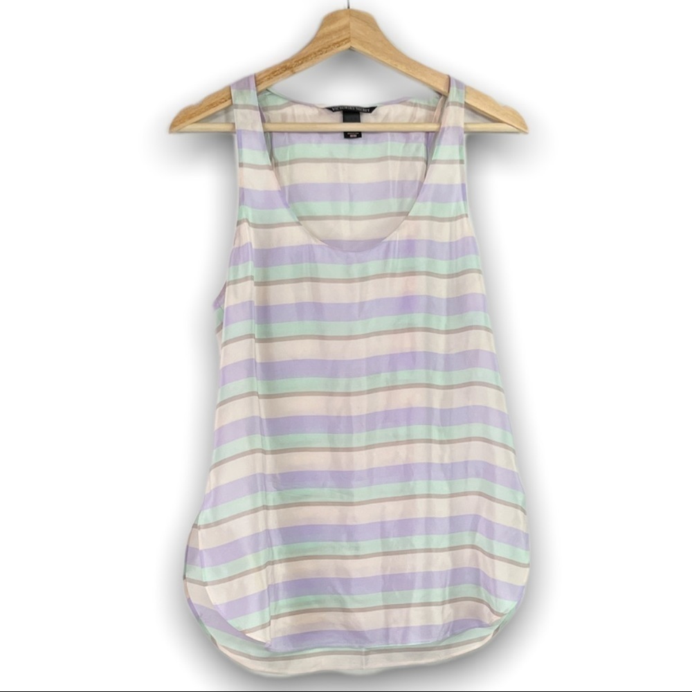 Victoria’s Secret - 100% Silk Pastel Striped Tank - M